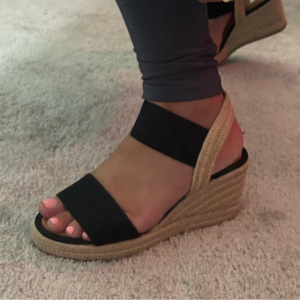 Black Wedge Sandals